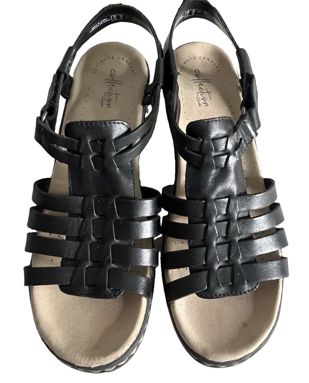NEW Clarks Lexi Bridge Wedge Sandals Women’s 10 M Black Leather Comfort Strappy